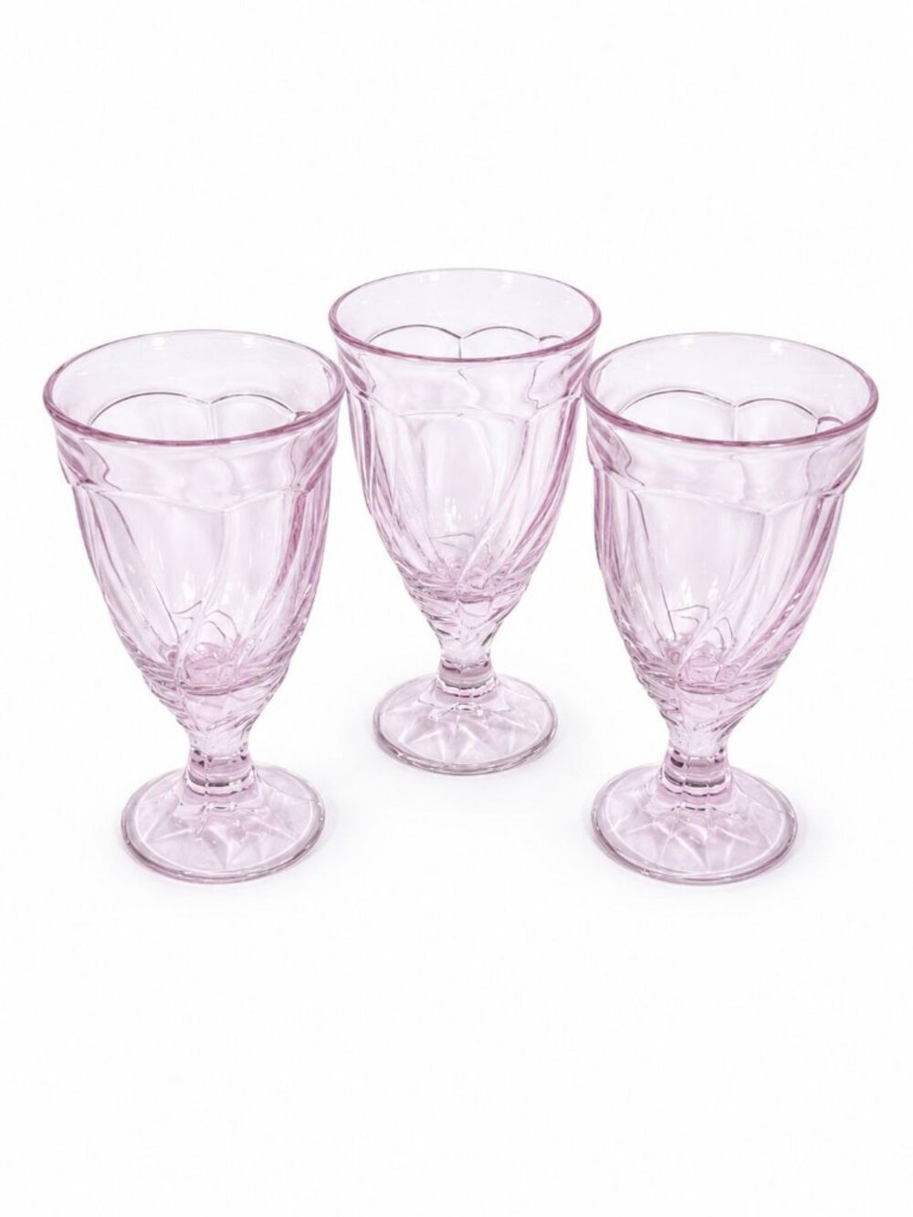 Noritake Pink Swirl Ice Tea Goblets Set 3 Vintage Retired Replacement Glassware